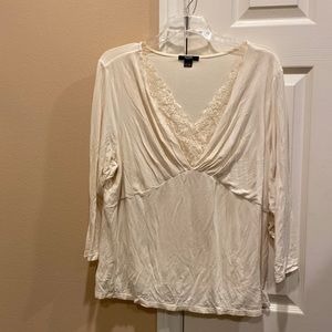 Alfani rayon 3/4 sleeve top with lace accents